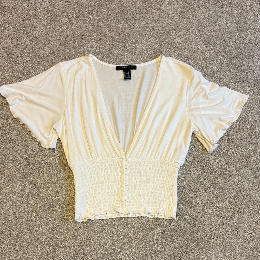 Deep V white top